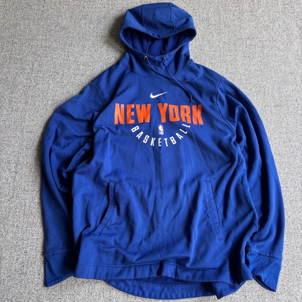 New York Knicks Nike Hoodie Mens XL Blue NBA Basketball Dri-FIT Pullover